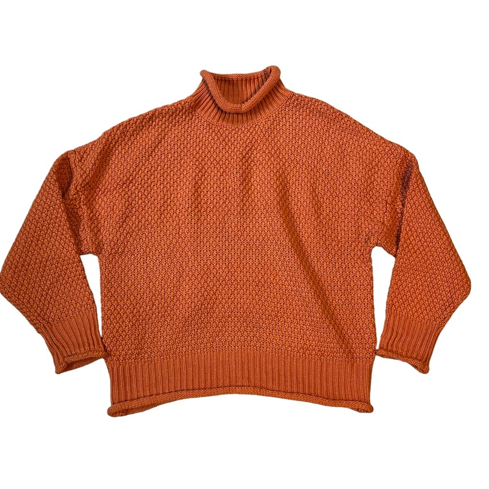 TECREW mockneck chunky knit oversized sweater burnt orange women’s large